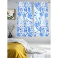 thumbnail image 3 of Blue Flowers Sheer Curtains 72 Inch Length 2 Panels Set for Living Room/Bedroom, Watercolor Summer Botanical Floral Semi Curtain Sheers Drapes Rod Pocket Curtains Window Treatment Set 52''x72''x2, 3 of 6