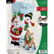 Bucilla Felt Applique DIY Holiday Stocking Kit, Santa's Gathering, 18"