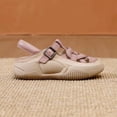 thumbnail image 1 of Sandalias de verano para mujer, sandalias de cuero con punta cerrada, correa ajustable en el tobillo, sandalias de informales a la moda, su Violeta, 1 of 8