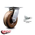 thumbnail image 2 of 6 Inch Heavy Duty High Temp Phenolic Caster with Roller Bearing and Swivel Lock, 2 of 2