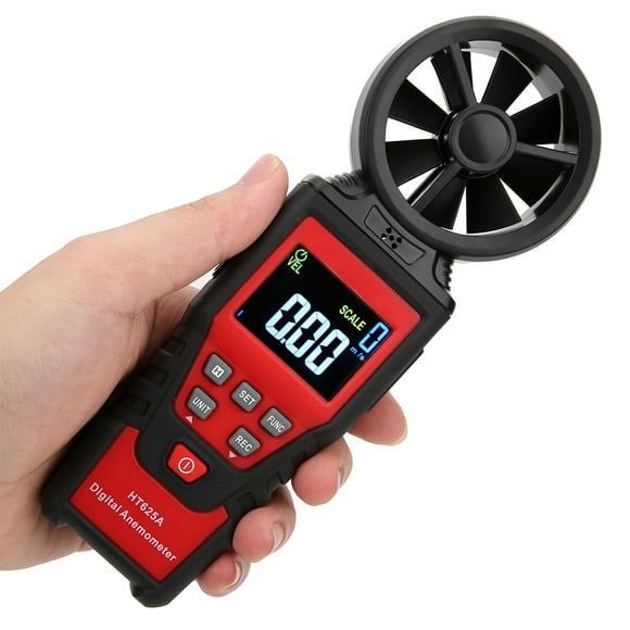 LHCER Mini Eight Blades Temperature And Wind Chill, Mini Portable Anemometer, Wider Blade Diameter Lightweight Design For Nautical Measurement Wind Power Generation