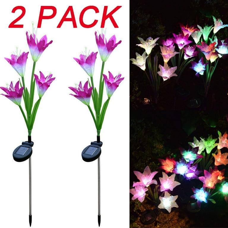 Artificial lily solar 2024 garden stake lights