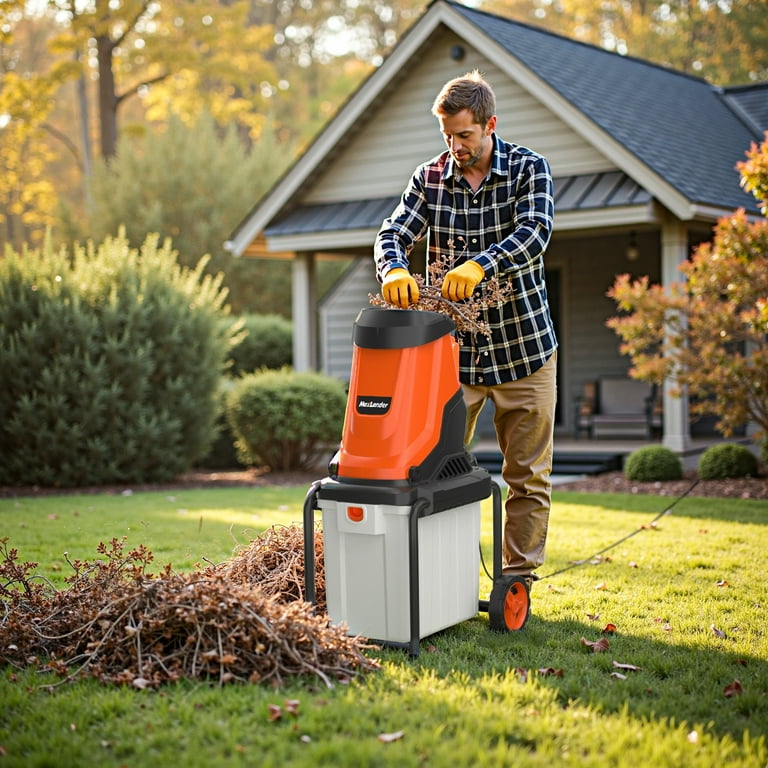 Maxlander 15-Amp Electric Wood Chipper, Leaf Mulcher, 1.2-Bushel