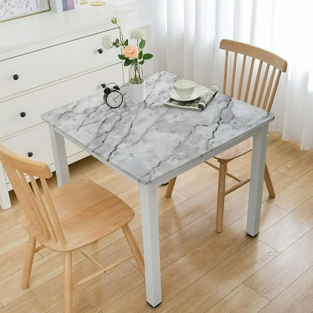 

Square Fitted Tablecloth Elastic Edge Decor Polyester Pale Grey Dust Table Cover Oil & Dust Proof Washable Tablecloths for Family Living Room