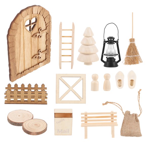 Wooden Mini House Decor Beige Color Durable for DIY Craft Supplies Home Decoration Small Size