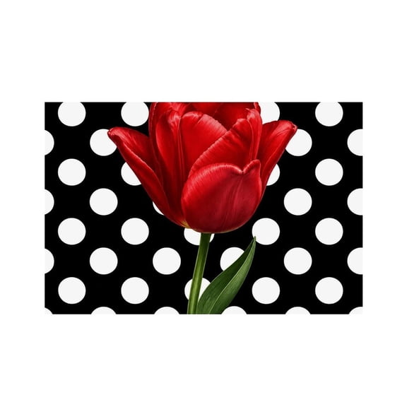 RKSupls Red Tulip Polka Dots Linen Placemats 30x45cm Straight Edge Stain Resistant Washable Non-Slip Table Mats Table for Kitchen Dining Room Home