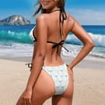 thumbnail image 5 of chaqlin Women's Halter Triangle Bikini Set - Blue Bow & Daisy Floral Print - Tie Side Quick Dry Swimwear for Beach Vacation & Pool Party, 5 of 9