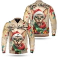 thumbnail image 3 of Merry Christmas Santa Sphynx Scarf Twinkling Lights Xmas Holiday All Over Print 3D Baseball Jacket Cat Lover Kitten Owner Gifts Idea Bomber Jacket Softball - 00022, 3 of 6