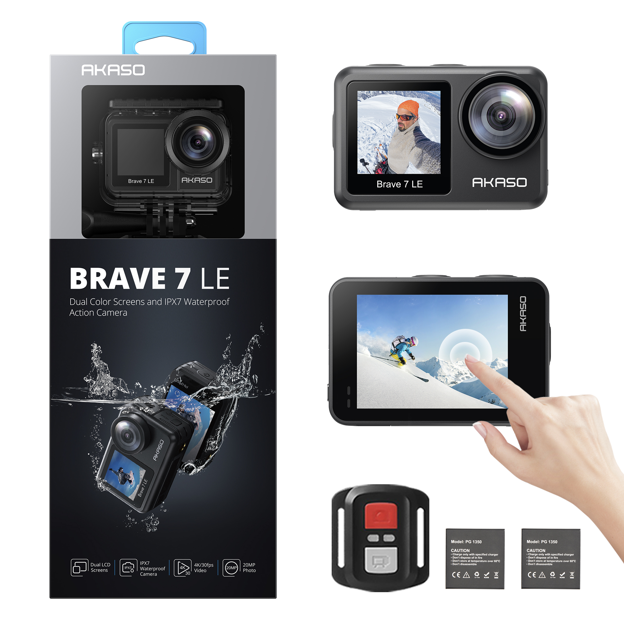 Video Action Camera 4K Crosstour Underwater Cam EIS WiFi Dual Screens