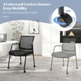 thumbnail image 4 of GVN Conference Chairs,2 Pieces Office Guest Chairs on Wheels with Metal Frame and Armrests-Black, 4 of 5