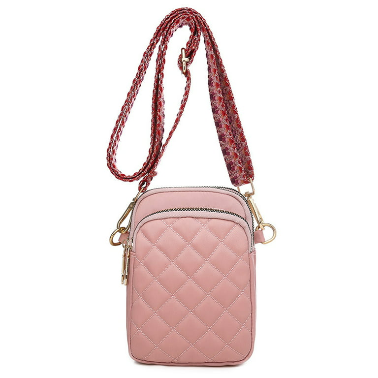 CN Small Crossbody Bag with Rainbow-Colored Wide Shoulder Strap