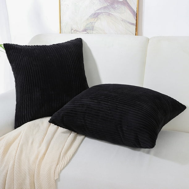 PiccoCasa 2Pcs Soft Corduroy Throw Pillow Covers, 18 x 18 Inch Striped