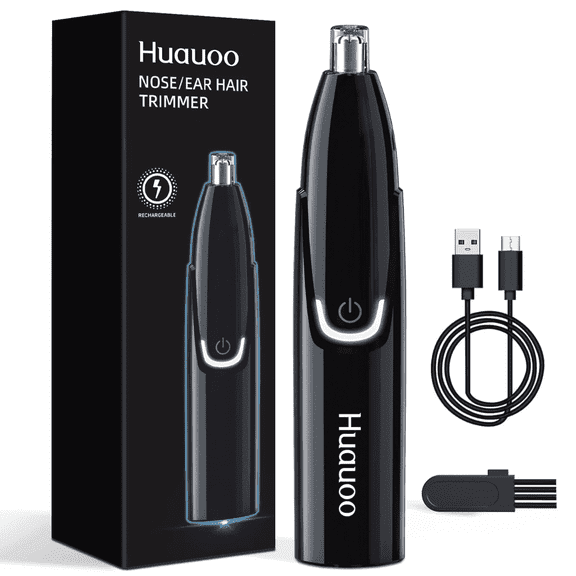 Huauoo Rechargeable Nose and Ear Trimmer, Unisex, Black