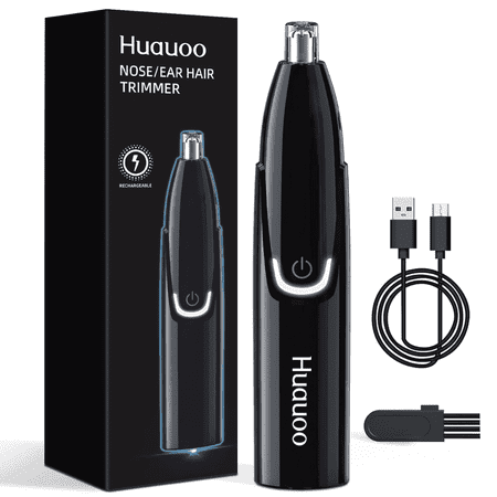 Huauoo Rechargeable Nose and Ear hair Trimmer, Unisex, Black