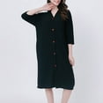 thumbnail image 2 of Aboser Waffle Knit Robes for Women 3/4 Sleeve Bathrobes Casual Button Down Towel Robe Lightweight Soft Knee Length Bathrobe Solid Color Night Gowns with Pockets Black XXXL, 2 of 6