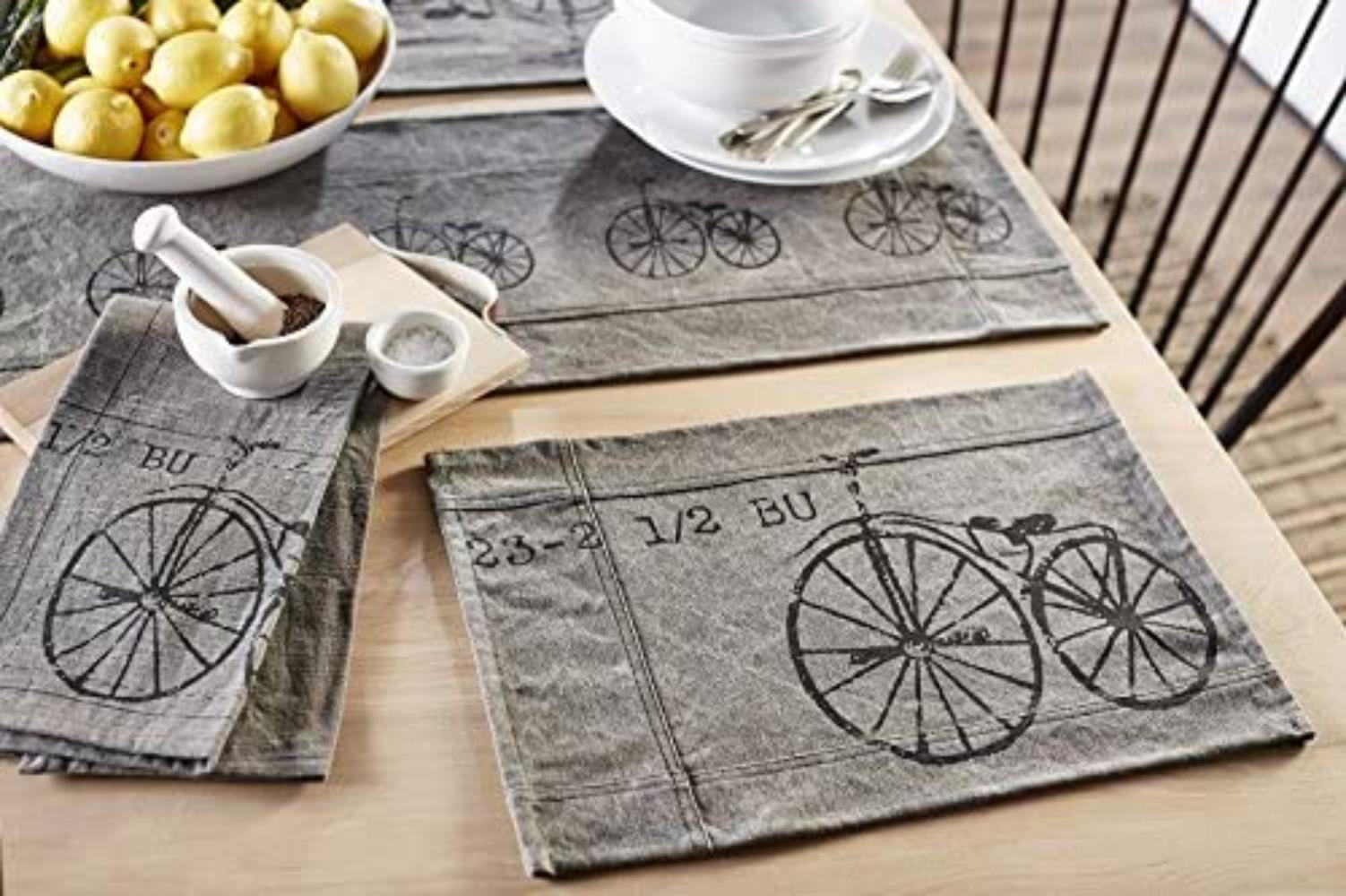 Set of Four IHF Vintage Bike Design Table Placemat 100 Cotton Fabric