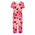 thumbnail image 5 of TIMIFIS Pyjamas de la Saint-Valentin pour Femmes - Ensembles de Pyjama pour Femmes 2 Pcs - Haut à Manches Courtes Décontracté à Col Ras du Cou et Pantalon Capri Ensembles de Pjs Vêtements de Nuit Vêtements de Détente, 5 of 5