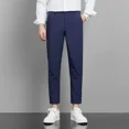 thumbnail image 2 of Pantalones azules para hombre, trajes de sastrería social de negocios para hombre, pantalones rectos, ropa de trabajo, estilo vintage, verano 2024, alta calidad, elegante, 2 of 5