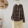 thumbnail image 2 of Holzkary Hoodies for Women Oversized Sweater Striped Sweater Korean Style Loose and Slim Lazy Pullover Sweater Fall Fashion Outfits 2025 Casual Sweaters Tops Workout Winter Clothes Coffee M, 2 of 5