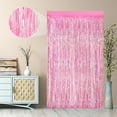 thumbnail image 4 of 2Pack 3.3 x 8.3Ft Iridescent Pink Foil Fringe Backdrop Curtains, Pink Tinsel Streamers Birthday Party Decorations Fringe Backdrop for Graduation Baby Shower, Gender Reveal Disco Party Wedding Decors, 4 of 14
