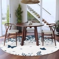 thumbnail image 3 of Round Area Rugs Collection 6 Ft, Blue Spring Botanical Non-Slip Residential Carpet, Weeping Eucalyptus Butterfly Indoor Crawling Mats Runner Rugs for Living Room/Dining Room/Bedroom, 3 of 8