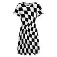 thumbnail image 4 of Warped Checkerboard Women's Dress Short Sleeve Summer Sundress Summer Women Clothes, 4 of 7