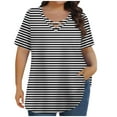 thumbnail image 1 of Tops de Manga Corta de Tamaño Más de las Mujeres, Blusas de Cuello en V Impresas de Verano de Moda para Uso Casual, Diario Y de Fiesta, 1 of 6