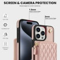 thumbnail image 3 of Crossbody Wallet Case for iPhone 15 Pro Max, RFID Blocking Zipper Handbag Purse Flip Cover, Kickstand Folio Case Card Slots Holder Wrist Strap Lanyard, 3 of 9