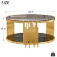 thumbnail image 2 of Pouseayar Modern Classic Round Stainless Steel Glass Coffee Table, Modern Center Table with 8mm Tempered Glass & Gold Leg, Black Top, 35.43*35.43*17.72 inch, 2 of 6