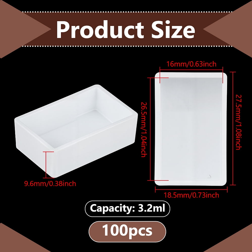 100Pcs Plastic Empty Watercolor Paint Pans for Paint Case Art Palette Supplies White 29.5x18.5x9.6mm Inner Diameter: 26.5x16mm Capacity: 3.2ml