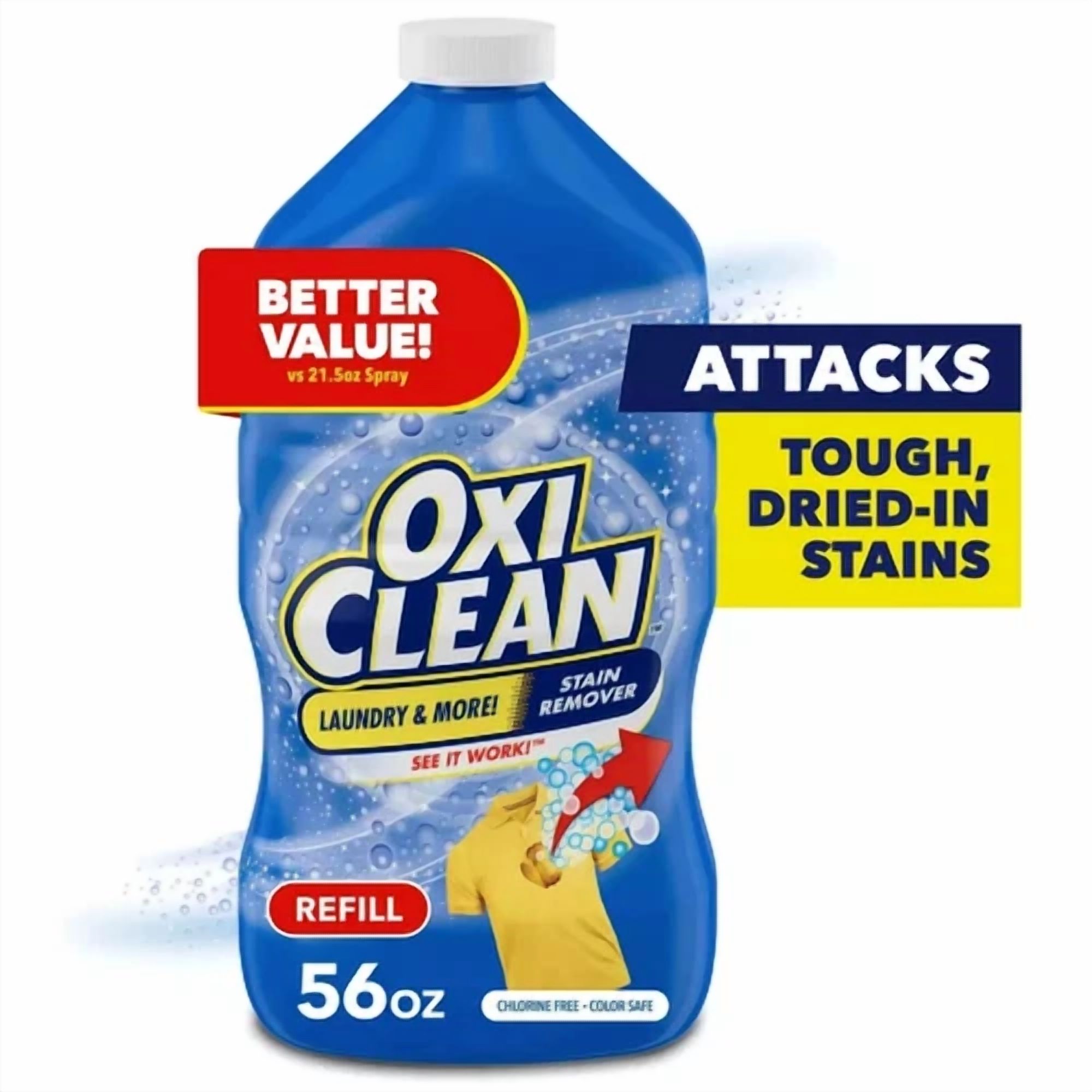OxiClean Laundry Stain Remover Refill – 56 Fl Oz Spray – Made In USA
