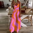 thumbnail image 4 of Orange Pink Wavy Abstract Pattern Sleeveless Dress Loose Women's Dress Dresses Luxury Evening Dresses, 4 of 9