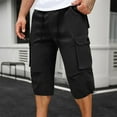 thumbnail image 2 of Kmdttou Sweat Mens Capri Cargo Pants with Pockets Fashion Summer Drawstring Elastic Waist Casual Solid Color Cargo Capris Pants, 2 of 9