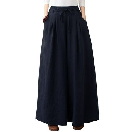 ZANZEA Womens Pants Casual Elastic Waist Solid Color Wide Leg Trousers