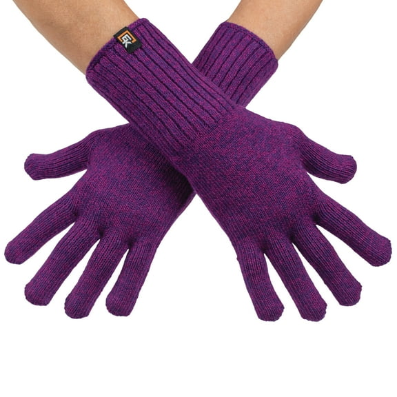 Wool Knit Gloves - Made in the USA - Super Soft Merino Wool - Small - Viola Melange
