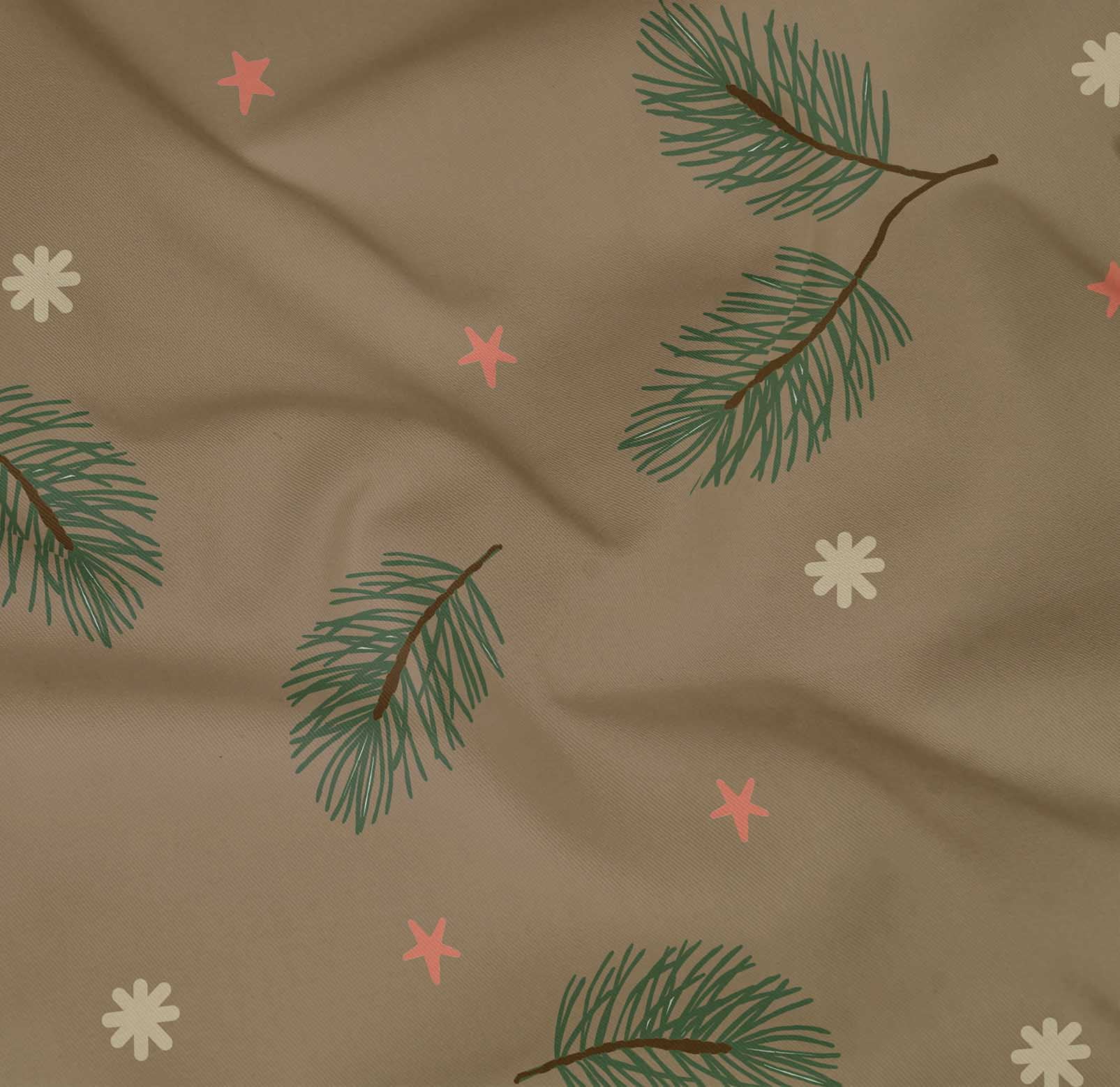 oneOone Cotton Poplin Twill Light Brown Fabric Christmas Feather Quilting Supplies Print Sewing Fabric By The Yard 56 Inch Wide