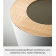 thumbnail image 3 of Yamazaki Home Trash Can - Two Styles, Ash, Steel + Wood, Round, 1.85 gallons, 7 liters, Conceals Trash Liners, Lid, No Assembly, 3 of 5