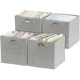 thumbnail image 1 of CNKOO Storage Bins 13×13 Storage Cubes Foldable Fabric Storage Baskets Boxes Containers Drawers 4pcs (Woven Grey), 1 of 4