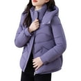 thumbnail image 2 of PiGOGI Women's Winter Jacket Hooded Casual Winter Coat Fall Outerwear Purple L, 2 of 6