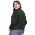 thumbnail image 3 of GRACE & GRANDEUR Women's Plus Size Contrast Trim Zipper Hip Length Bomber Jacket, 3 of 6
