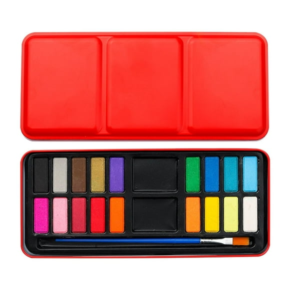 EGNMCR 18 Color Solid Watercolor Paint Suit Iron Box Art Supplies Portable Hand Drawn Children's Painting Paint Powder watercolor paints