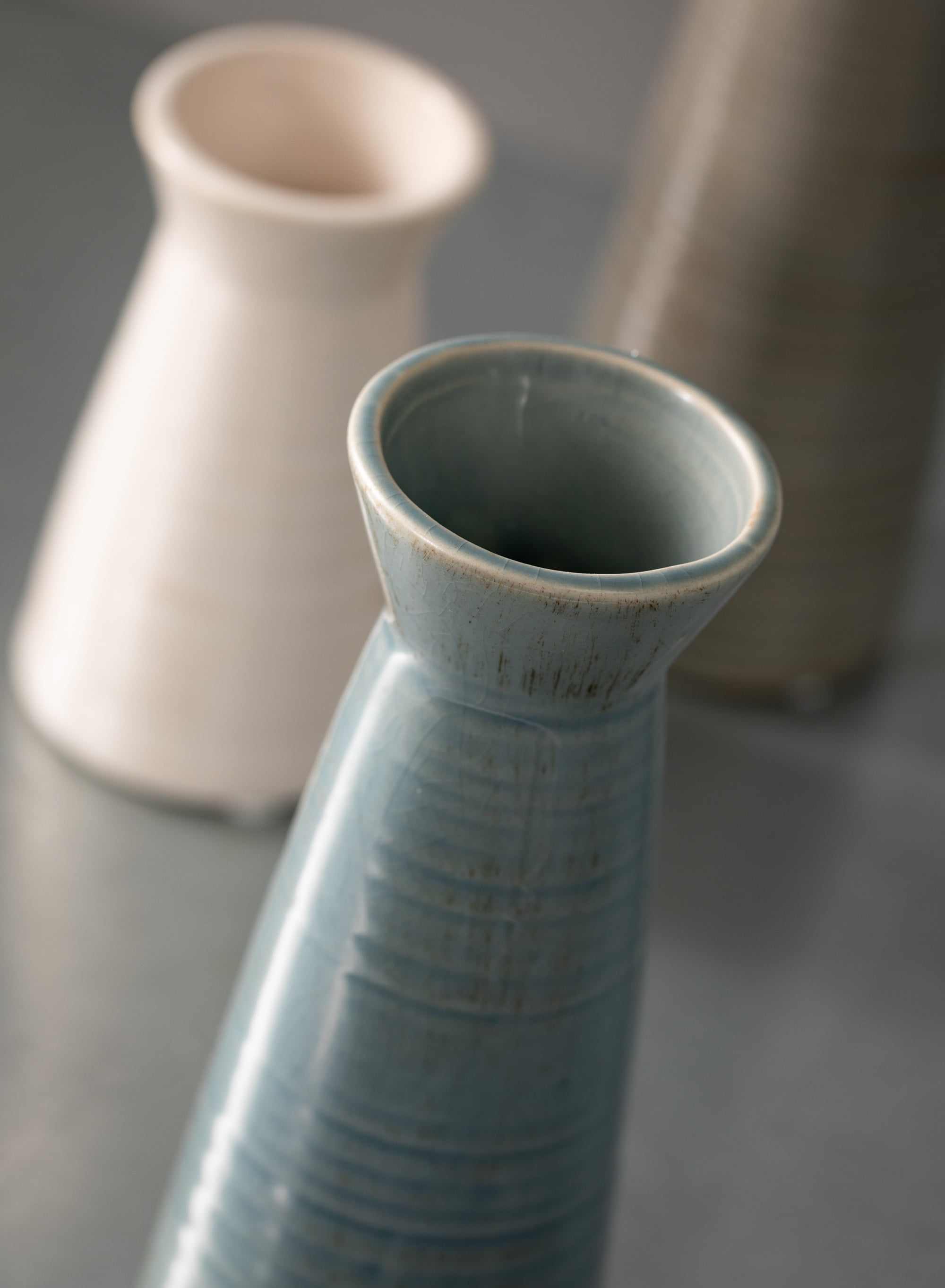 Sullivans Set of 3 Small Vases 10.25"H, 8"H, & 5.5"H Blue, Tan & White