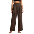 thumbnail image 4 of Vivianyo HD Women's Front Pleat Woven Bottoms, Straight Leg Office Casual Trousers with Side Pockets for Women, Women's Coffee, Sizes S-2XL, 4 of 5