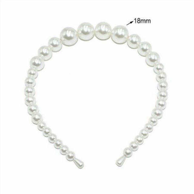Bandeau Perlé Exquis Réglable Résistant à l'Usure Accessoires de Coiffure Chic Universel Cadeaux de la Saint-Valentin Diadèmes pour Femmes 18mm,4 Grandes Perles