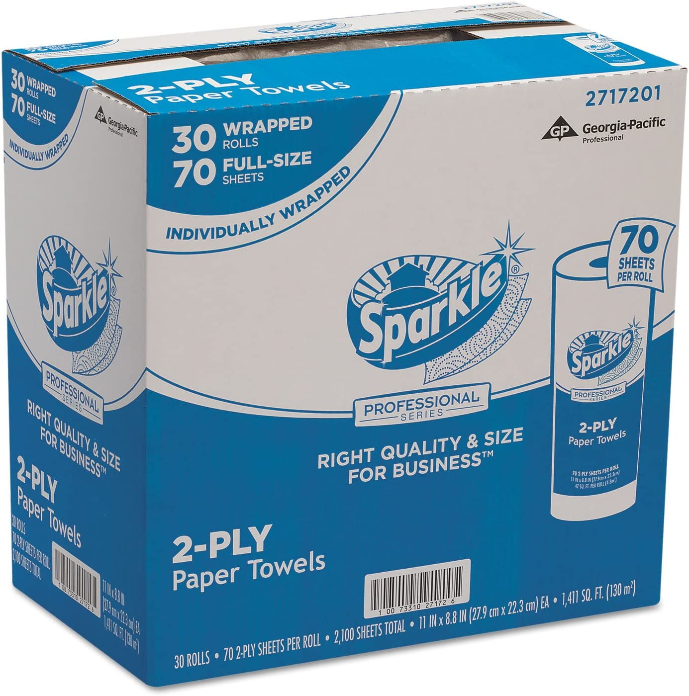 Professional Series 2-Ply Perforated Kitchen Paper Towel Rolls by GP PRO (), 2717201, 70 Sheets Per Roll, 30 Rolls Per Case