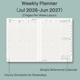 thumbnail image 5 of POPRUN Academic Planner 2026-2027, 6.5"x 8.5", (Jul.26-Jun.27) Weekly Monthly Appointment Book with Hourly Time Slots, Hardcover & Monthly Tabs, 100GSM Thick Paper - Midnight Green, 5 of 9