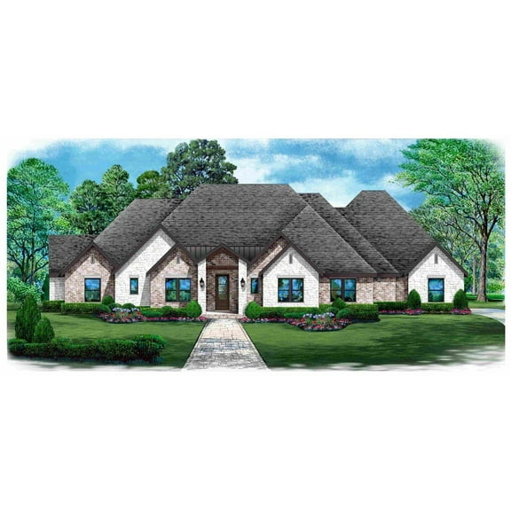 015-731: Traditional Luxury 4 Bed, 6 Bath Luxury Home Plan, 4048 Sq Ft: Full Blueprints with License to Build by Home Plan Marketplace - Lesuto