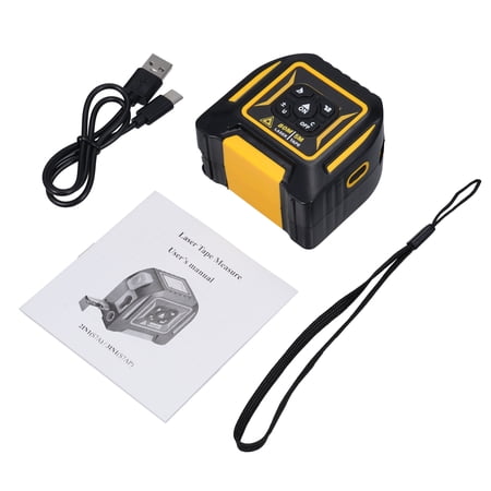 M Buder 3-in-1 Handheld Laser Tape Measure 16.4 ft / 5M Tape and 262 ft / 80M Laser Rangefinder Distance Area Volume Pythagorean Measurement Tool with LCD Display