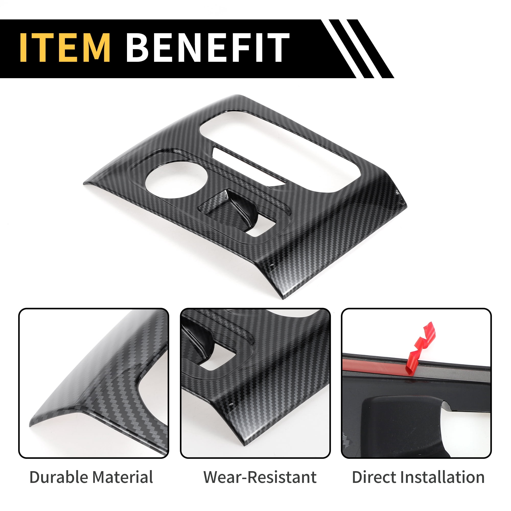 Unique Bargains Center Console Gear Shift Frame Panel Cover Trim for Chevrolet Colorado for GMC Canyon 2023-2024 Gear Shift Panel Decor Cover Sticker ABS Carbon Fiber Pattern Black