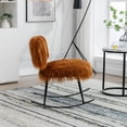 thumbnail image 3 of Nursery Rocking Chair, Faux Fur Plush Upholstered Glider Rocker Chair with Metal Base, Comfy Rocking Accent Chair Armchair for Living Room Bedroom Office, Caramel, 3 of 7